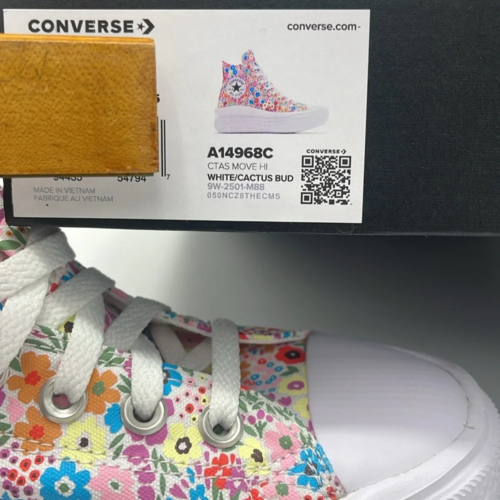 Converse WMNS Platform Sneakers A14968C CTAS MOVE HI WHITE/CACTUS BUD